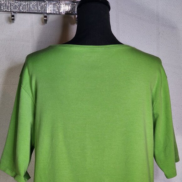 Chico's Green Celery SS Cotton Span V-Neck Super Soft Top Chico Size 3 US XL 16 - Picture 14 of 16